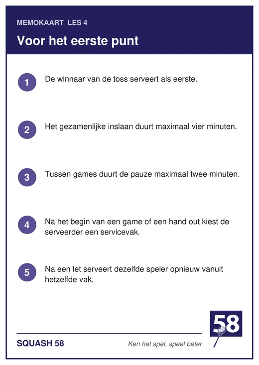 Memokaart van les 4