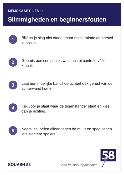 Memokaart van les 11